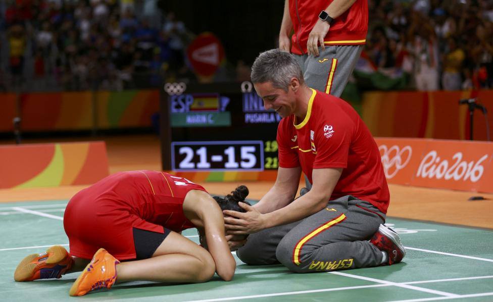 Marin with her coach