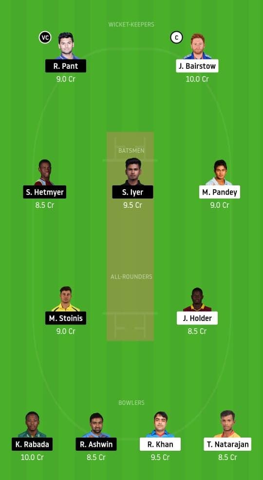 SRH vs DC Dream11