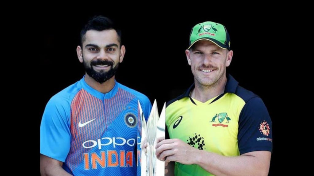 Indian captain Virat Kohli with Australia skipper Aaron Finch