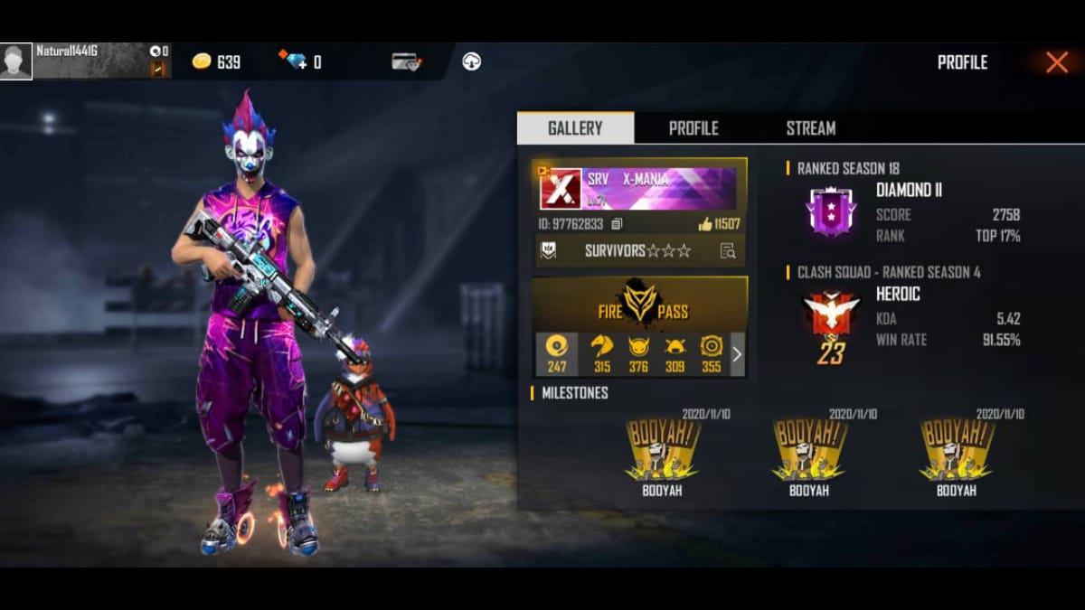 Free Fire: Badge 99 Vs X – Mania – Stats Comparison