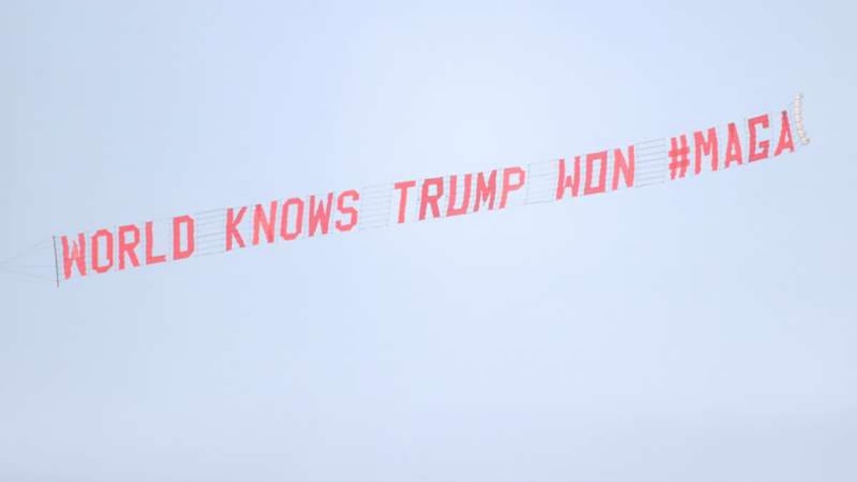 Premier League: Banner supporting Donald Trump flown over Goodison Park during Everton vs Manchester United match