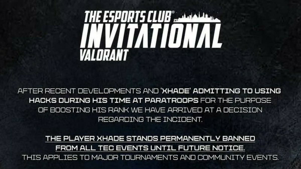 Xhade Indian Valorant pro admits to cheating, gets banned by RIOT from future Valorant Tournaments