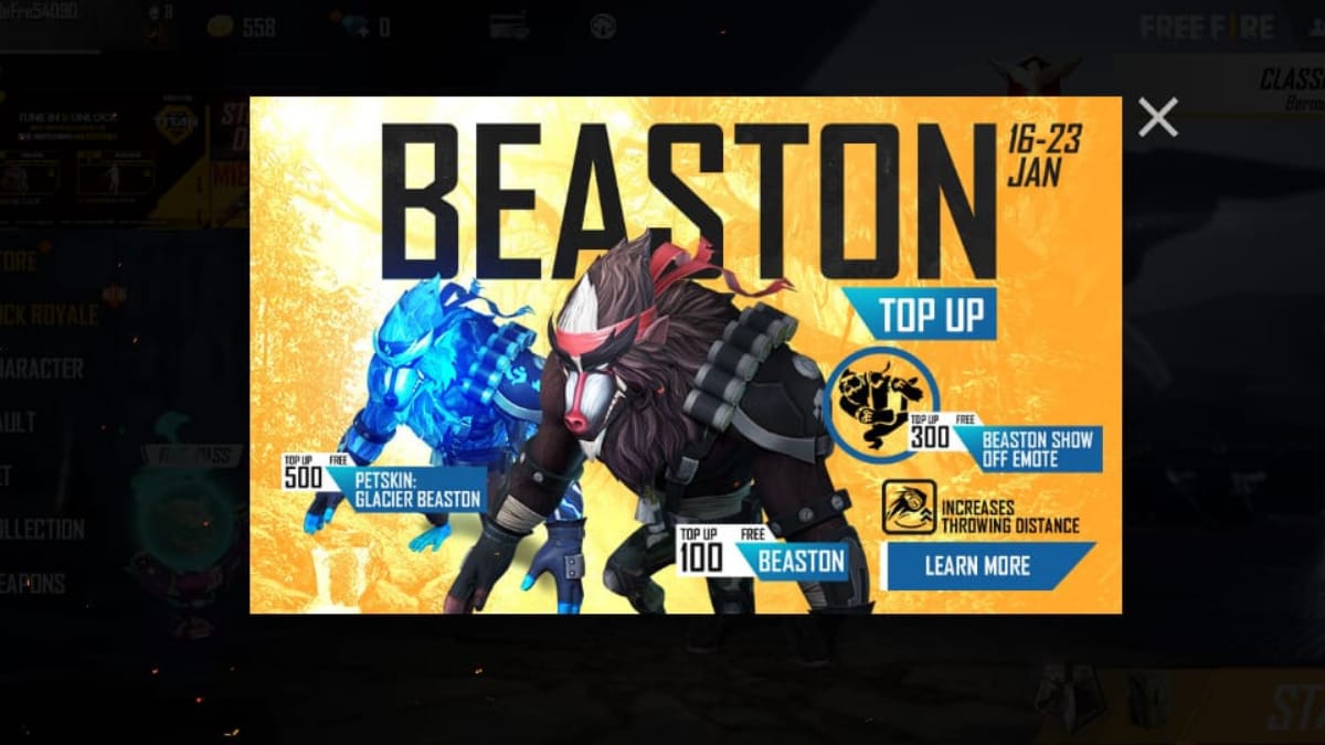 How to get Beaston pet in Free Fire using Top-Ups