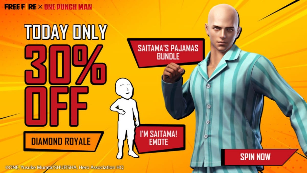 Diamond Royale in Free Fire: 30% off on Saitama’s Pajama Bundle