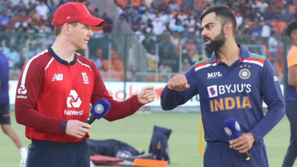 Eoin Morgan and Virat Kohli