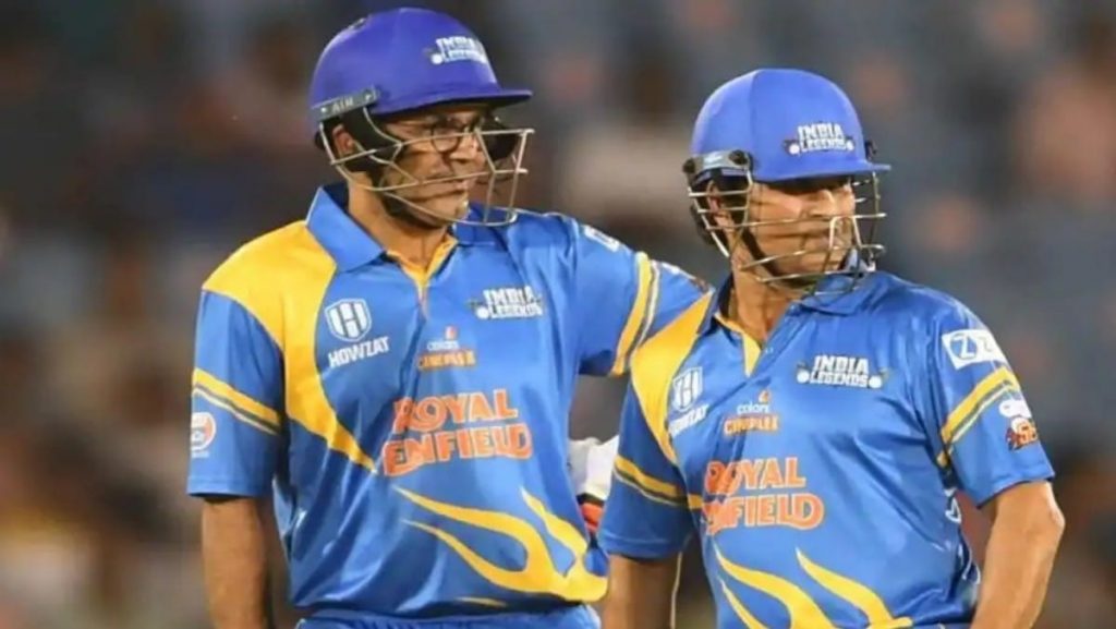 Virender Sehwag and Sachin Tendulkar for India Legends