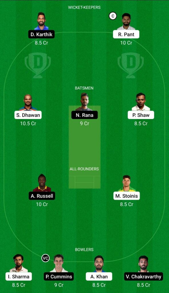 DC vs KKR IPL 2021 Dream11