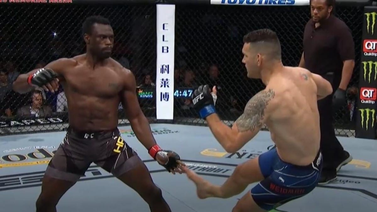 Francis Ngannou, Derrick Lewis, Nate Diaz, Aljamain Sterling, and other UFC aces react to Chris Weidman horrific leg injury against Uriah Hall