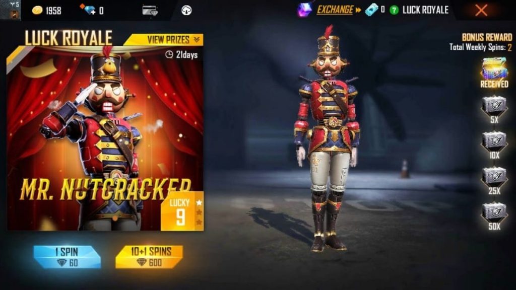 Mr. Nutcracker bundle in Free Fire