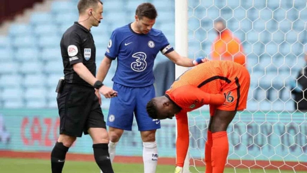 Mendy collided with the goal post and was substituted at half-time in their match against Aston Villa