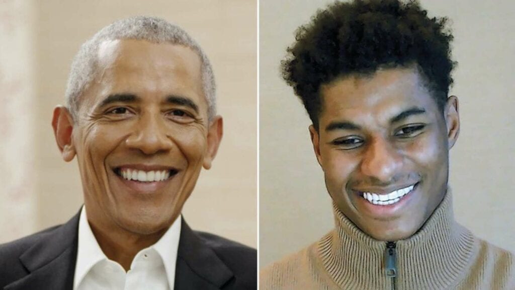 Rashford and Obama in the Zoom meeting organised by Penguin Books