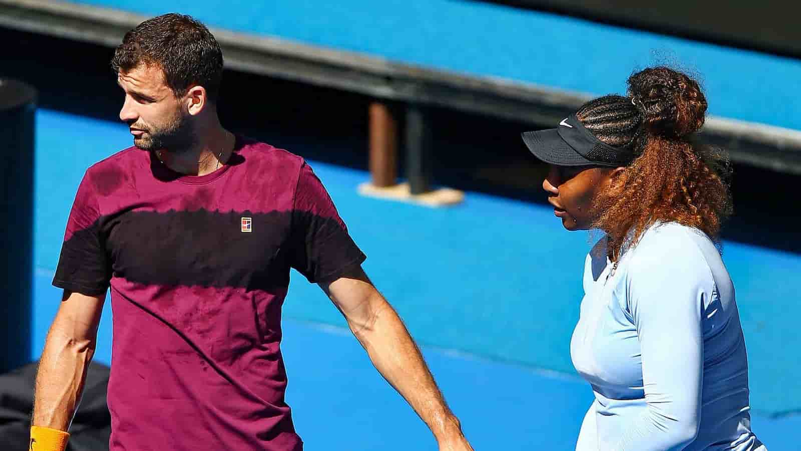 Serena Williams and Grigor Dimitrov share a laugh at Ultimate Tennis Showdown