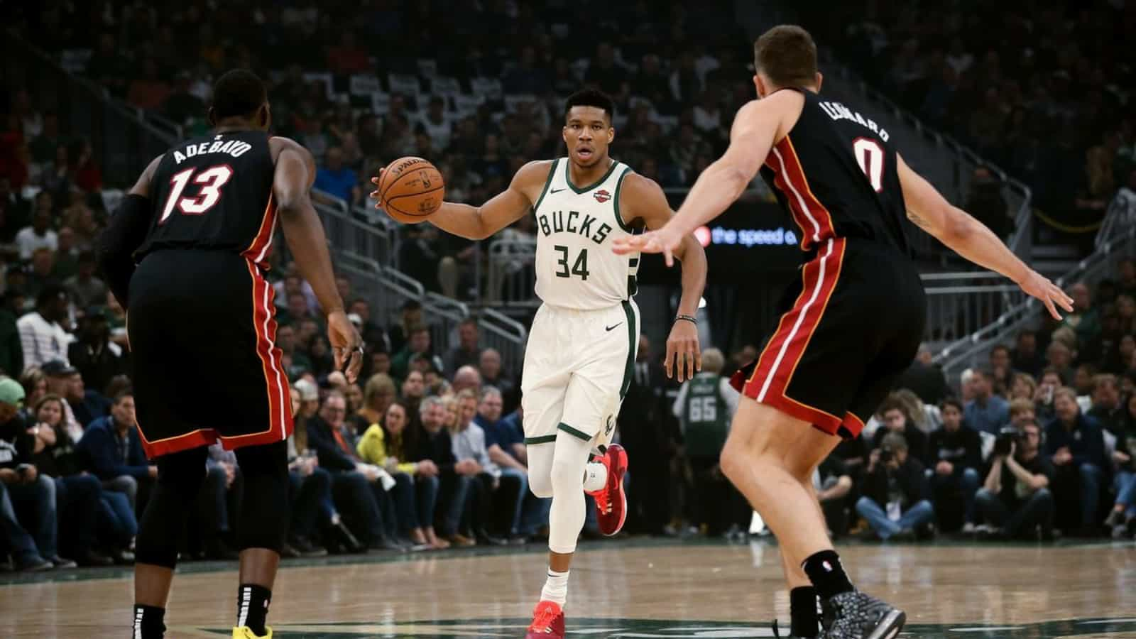 WATCH: Milwaukee Bucks’ Giannis Antetokounmpo shows off soccer skills during blowout win over heat