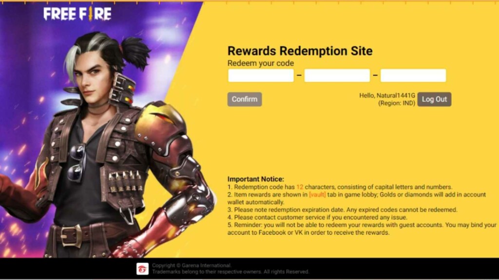 Free Fire Redeem codes