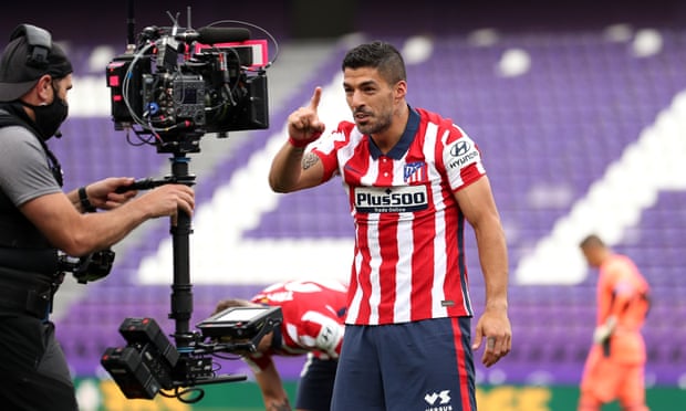 Suarez after scoring the winner for Atletico Madrid