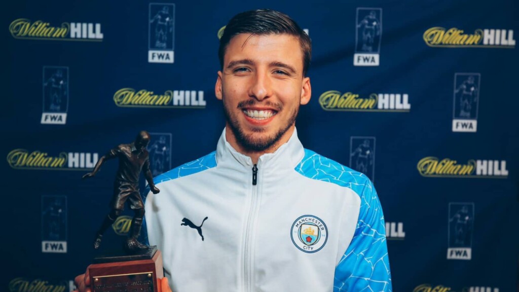 Ruben Dias with the PWA Footballer of the Year award