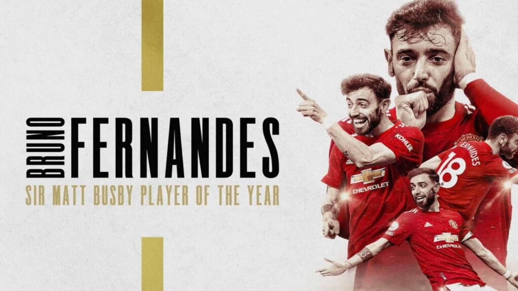 Bruno Fernandes has been crowned Manchester United's Sir Matt Busby Player of the Year for the second successive season