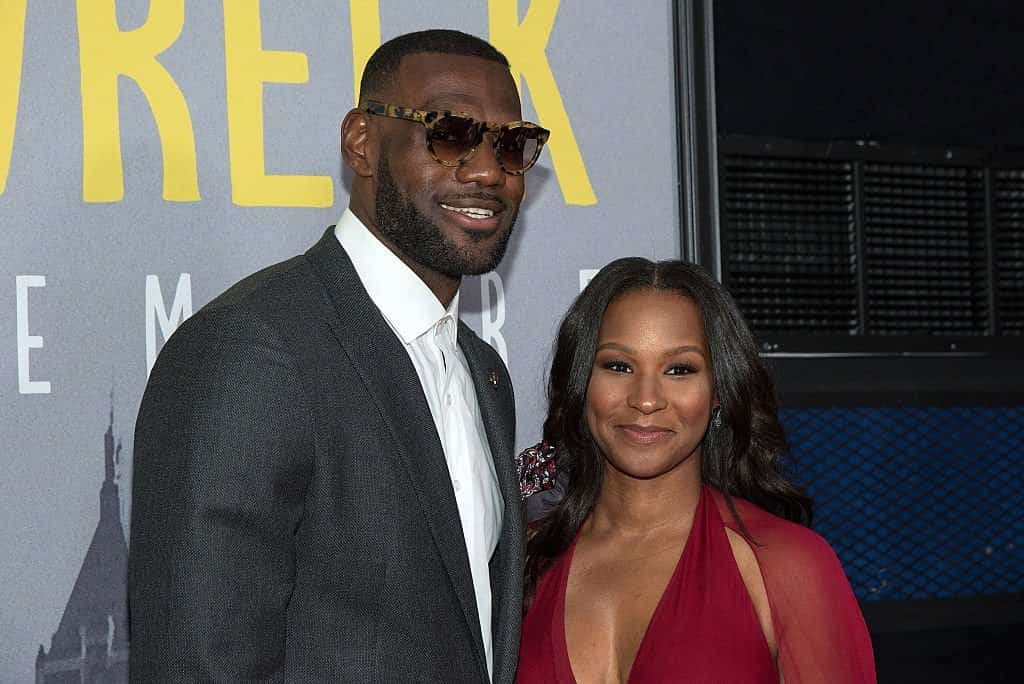 LeBron James with wife Savannash Brian