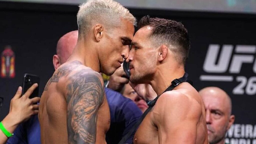 Michael Chandler vs Charles Oliveira face off UFC 262