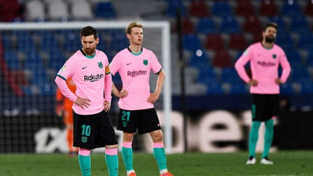 FC Barcelona players after failing to protect their lead