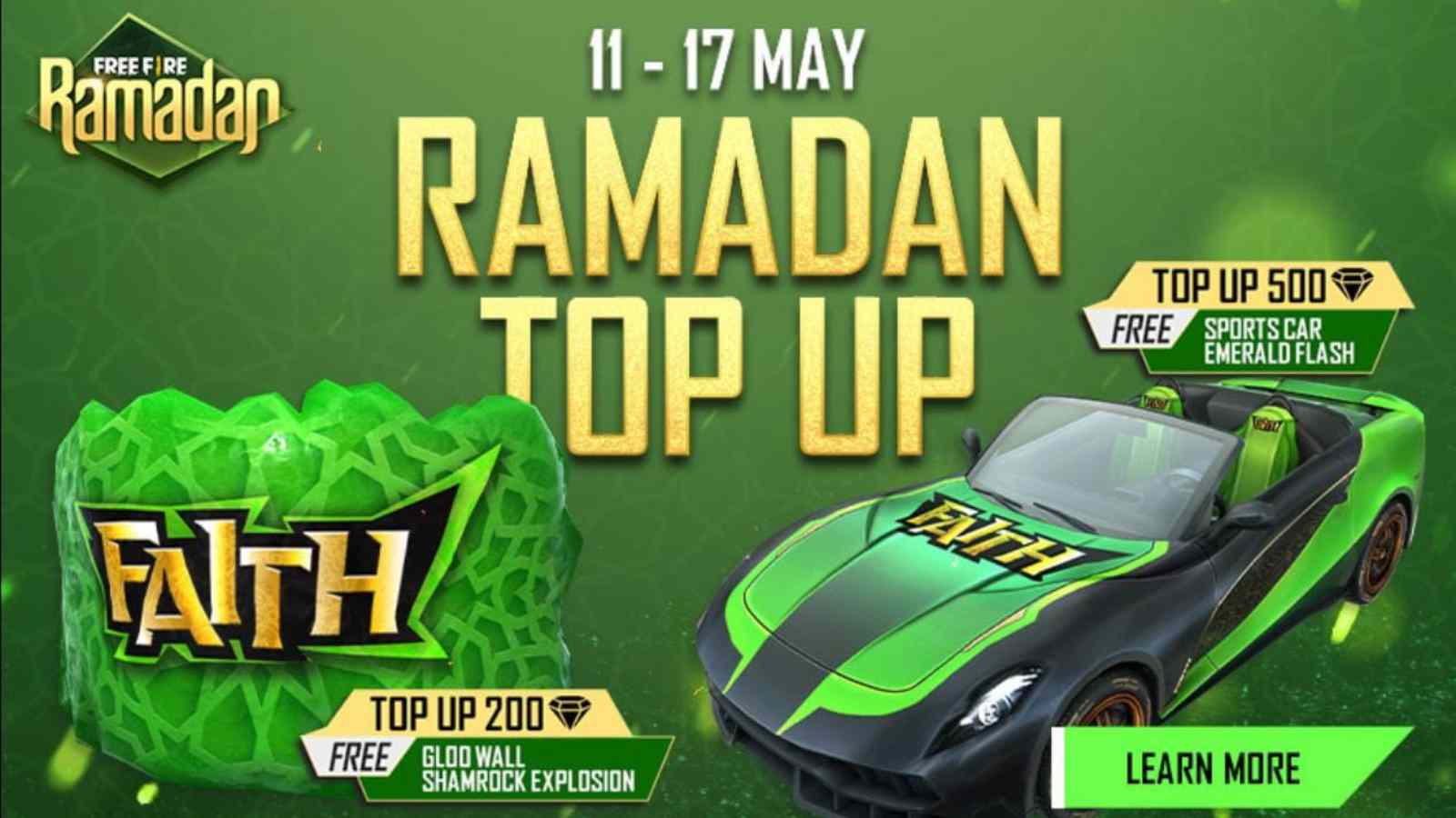 Free Fire Ramadan Top-up event: Win Gloo wall and vehicle skins for Free!