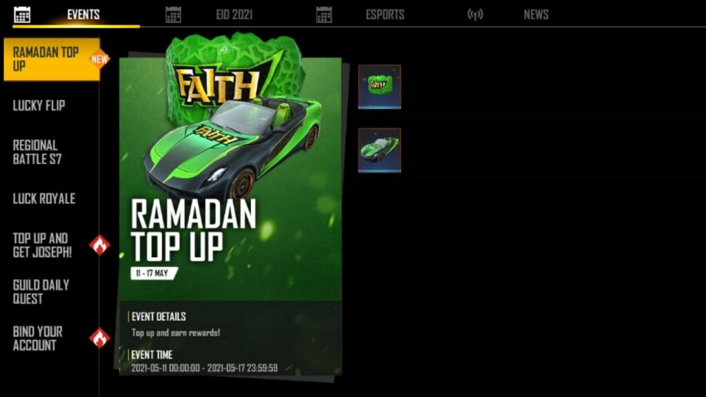 Free Fire Ramadan Top-up event