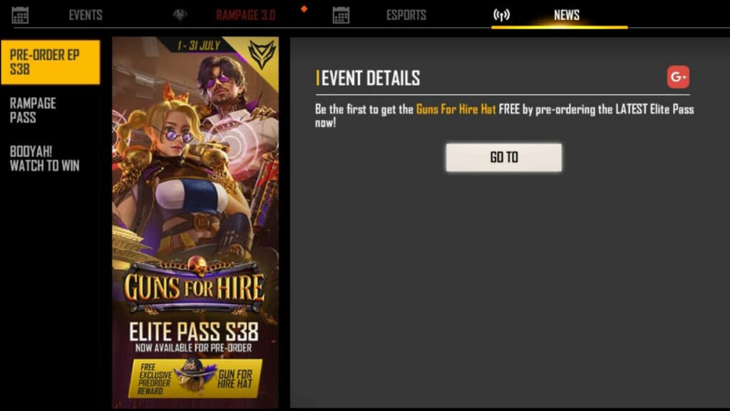 Free fire Elite pass season 38