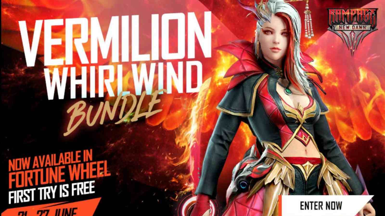 How to get the Free Fire Vermillion Whirlwind Bundle: Fortune Wheel Event!