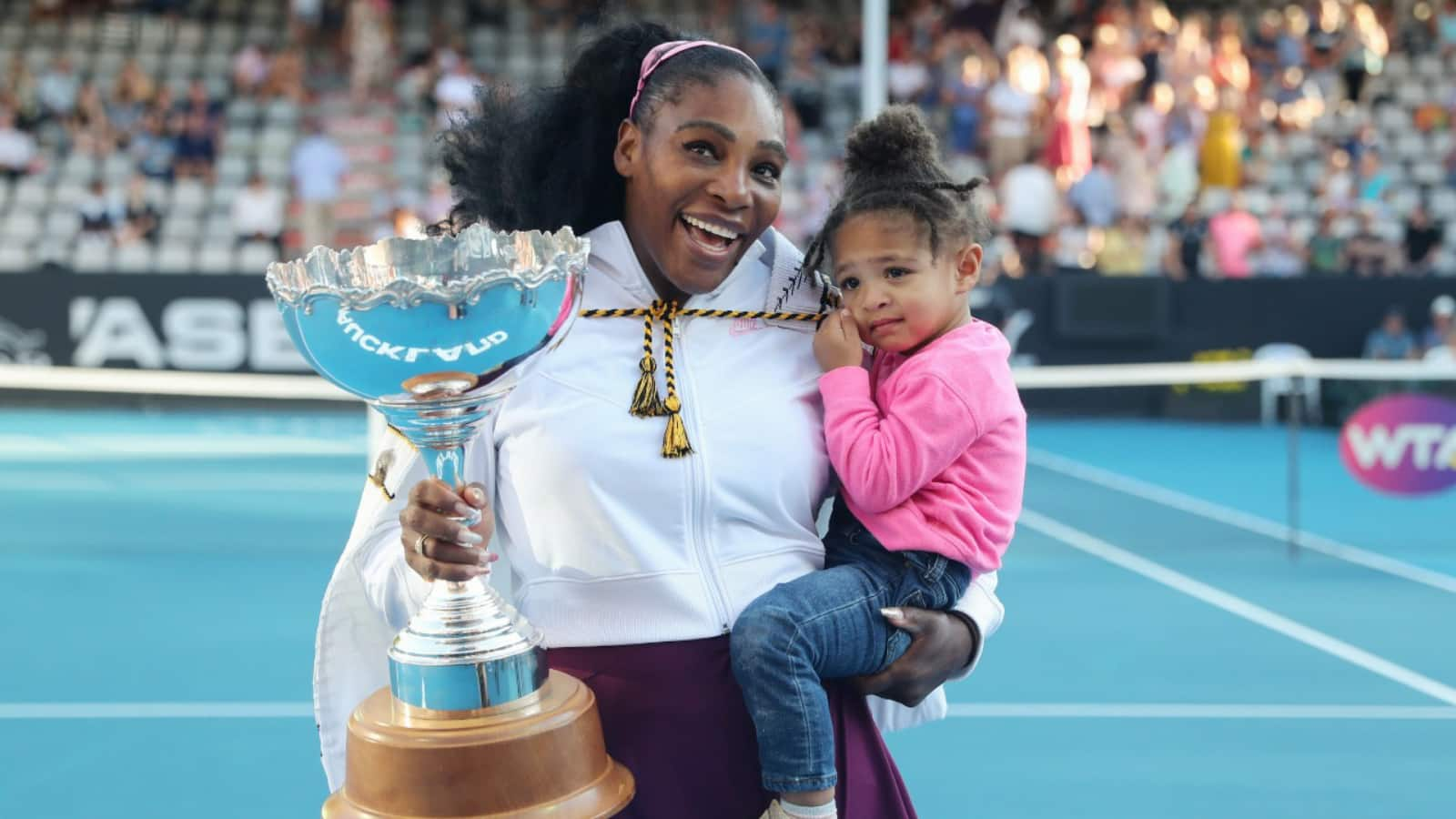 WATCH: Serena Williams coaching daughter Olympia on the tennis court