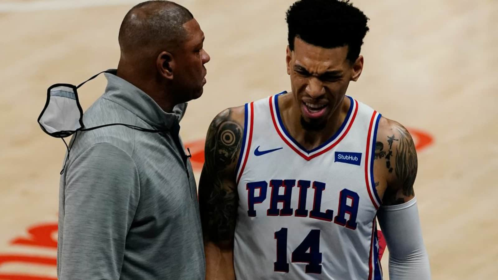 “Prayers to my guy” LeBron James reacts to Joel Embiid sending his own teammate Danny Green to the locker room in Game 6  