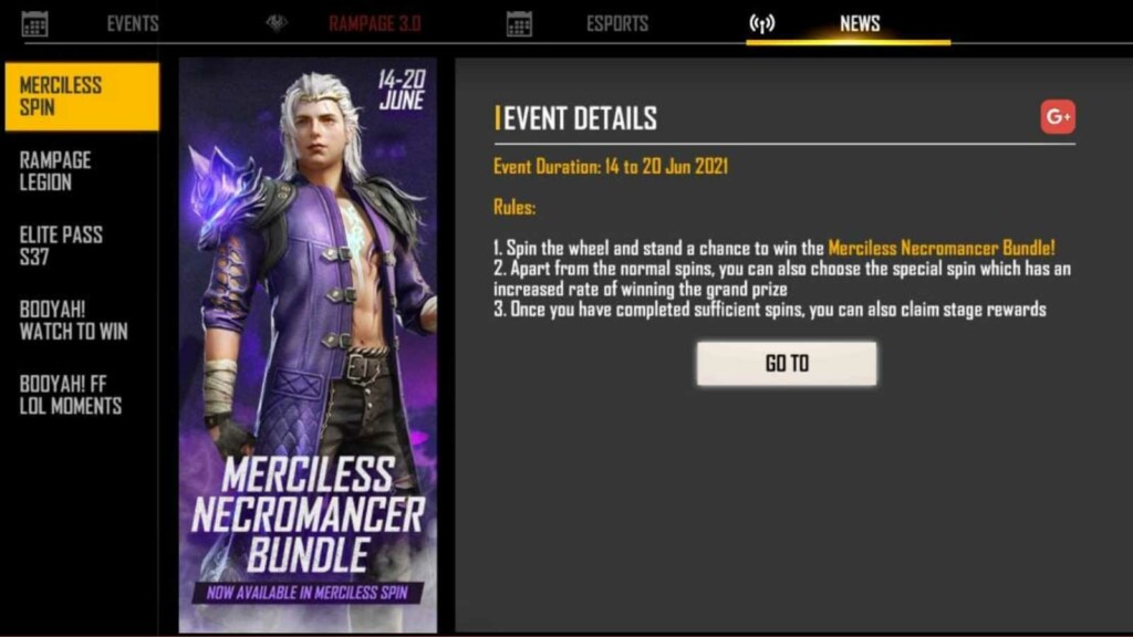 Free Fire Merciless Necromancer Bundle