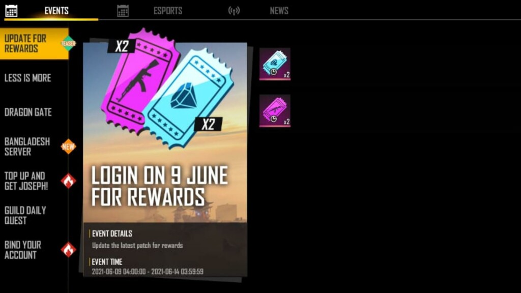 Free Fire OB28 patch rewards