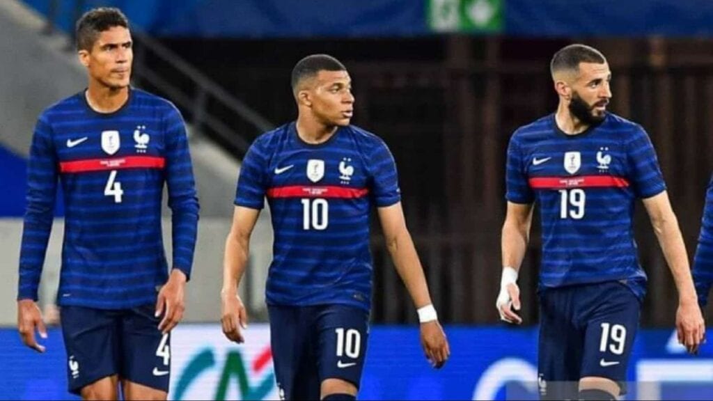 Benzema, Raphael Varane and Kylian Mbappe all in action for the Les Bleus