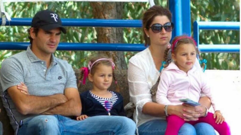 Roger Federer and Mirka with daughters