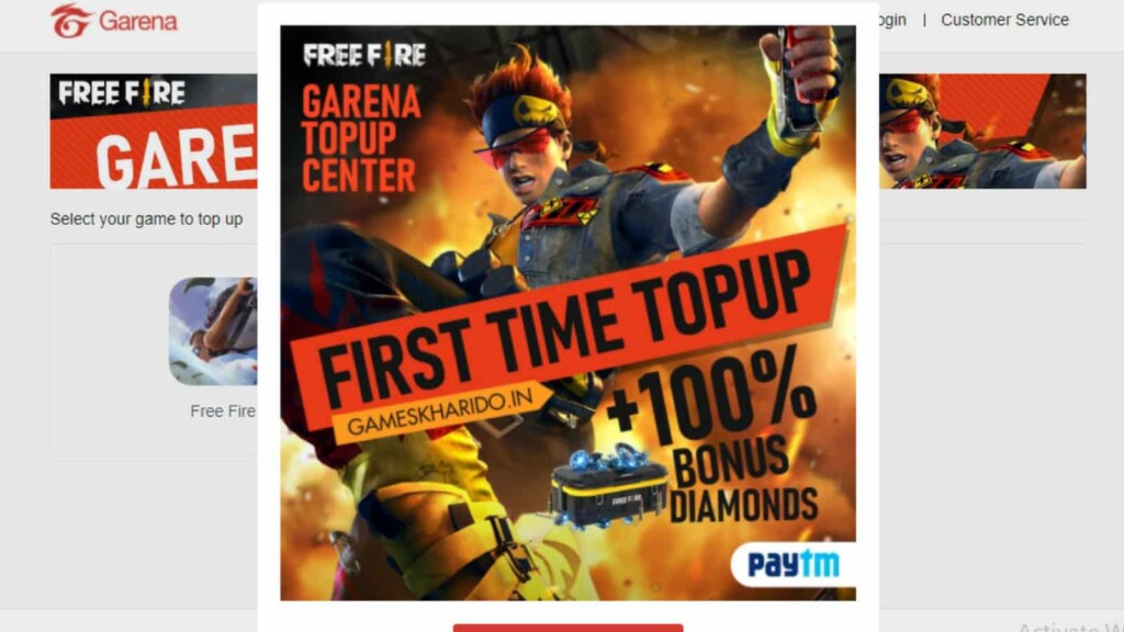 free fire diamonds top up centre