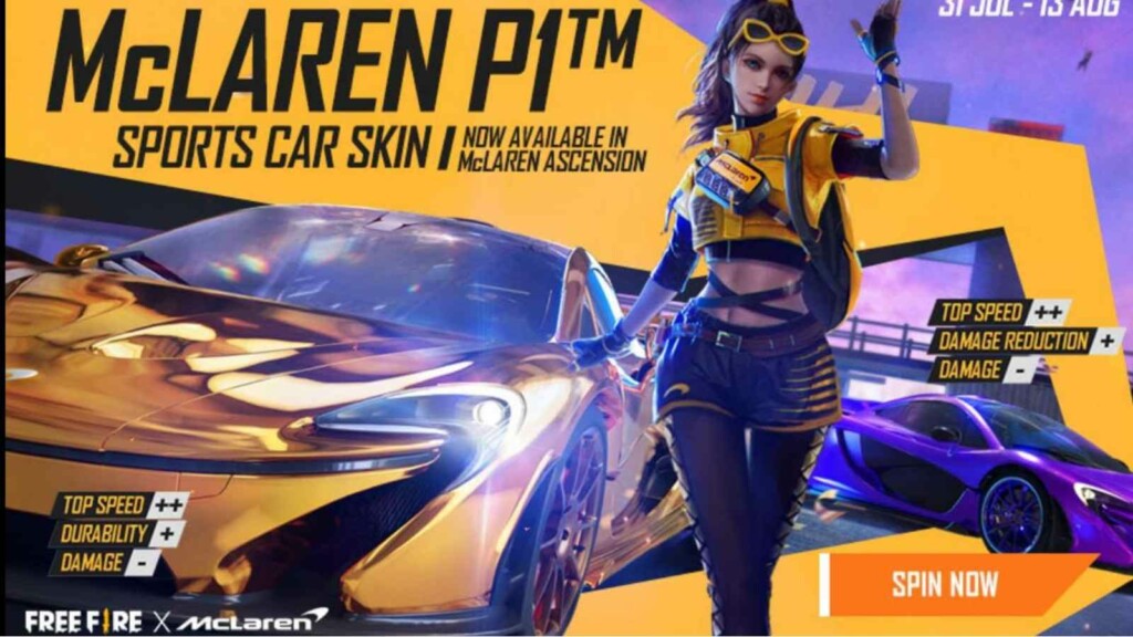 McLaren P1 car skin in Free Fire