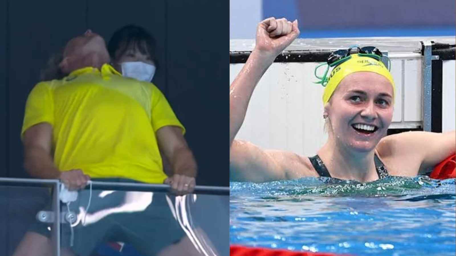 Ariarne Titmus’ coach goes berserk in celebration after the Australian swimmer stuns Katie Ledecky in 400m freestyle final