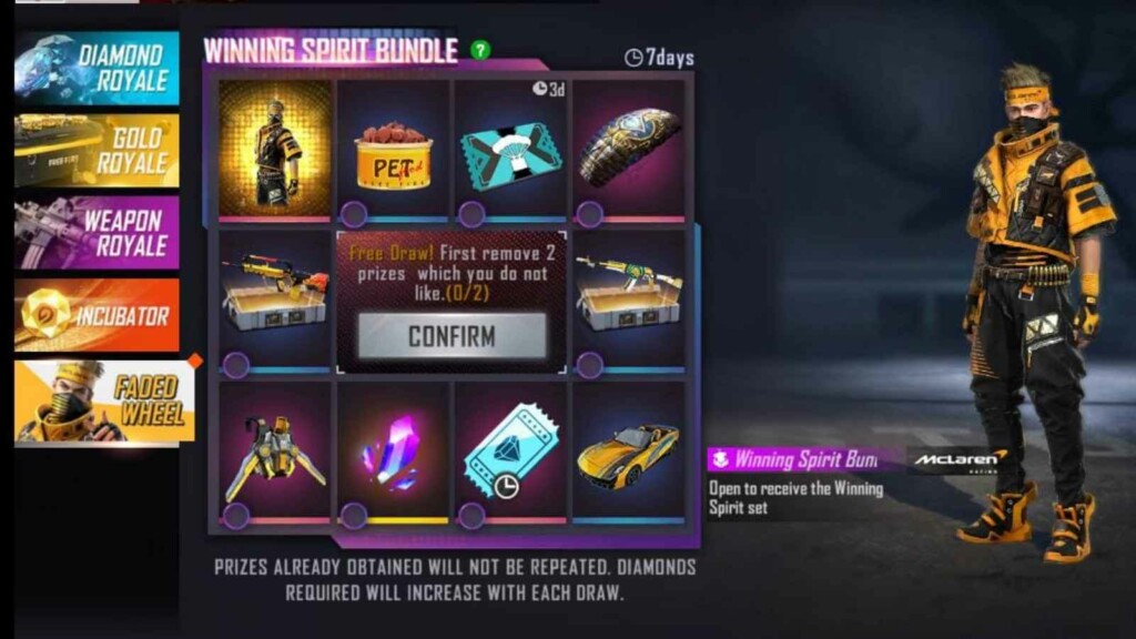 Winning Spirit Bundle in Free Fire