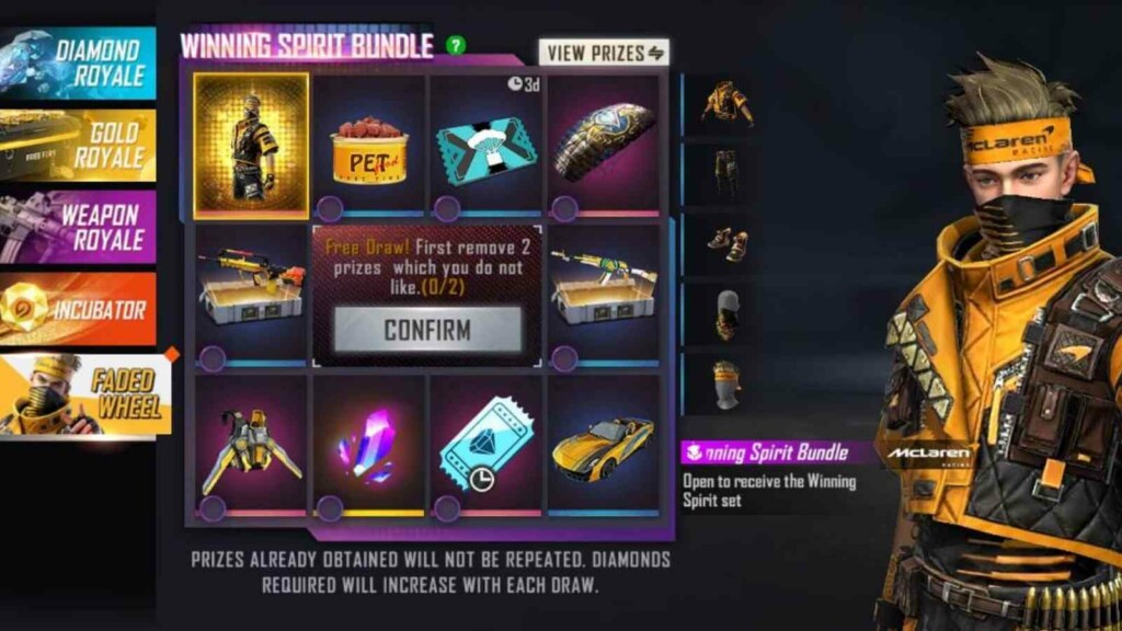 Winning Spirit Bundle in Free Fire