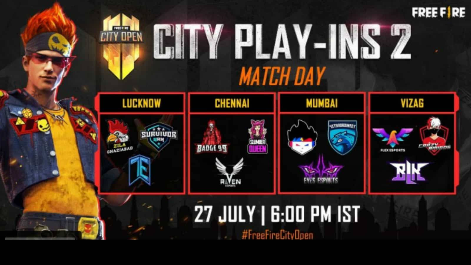 Free Fire City Open 2021: City Play-Ins 2 Qualified Teams, Prize pool, Where to Watch and more