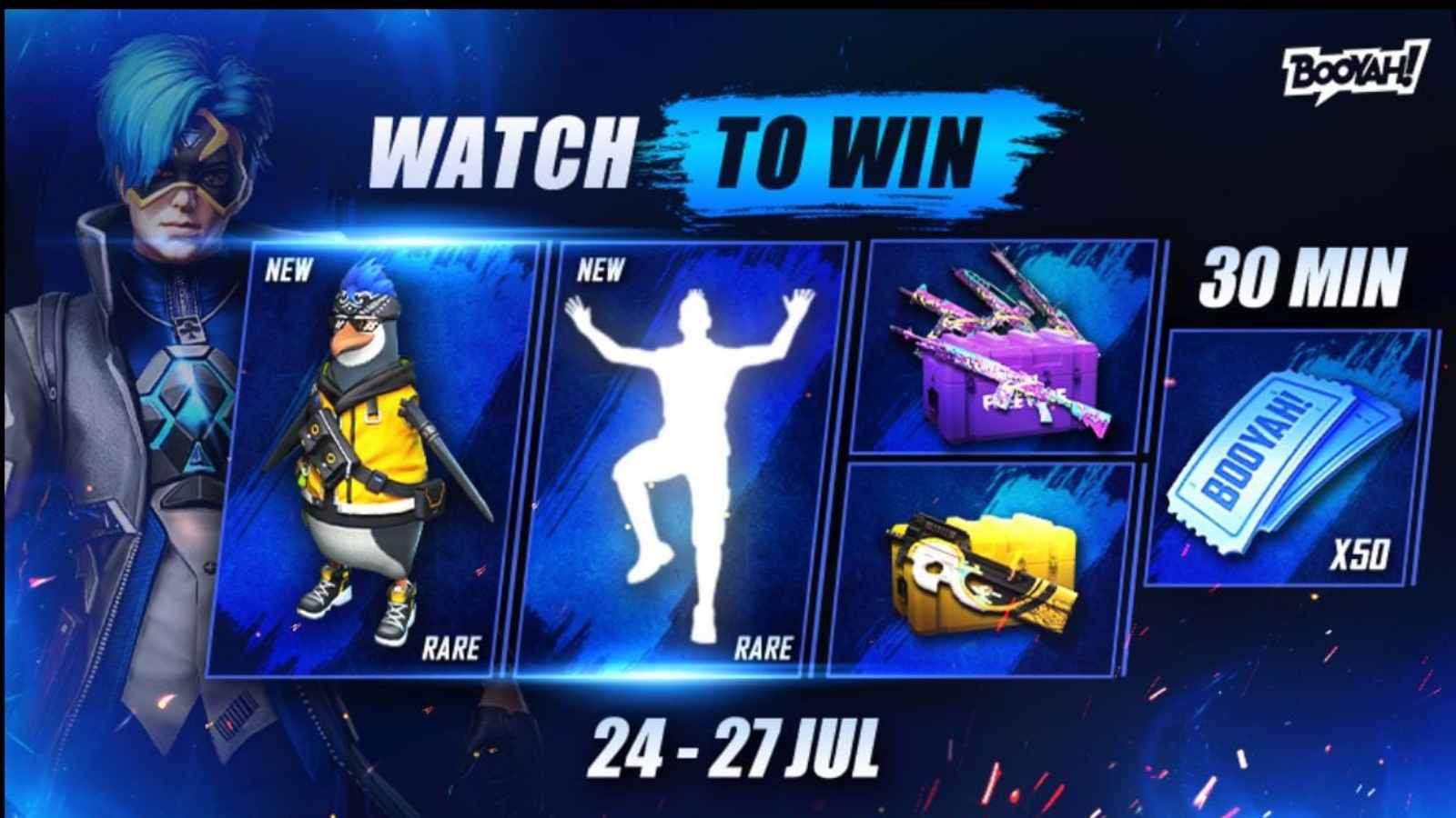 Free Fire Watch to Win for 24th July 2021: Get free pets and emotes!