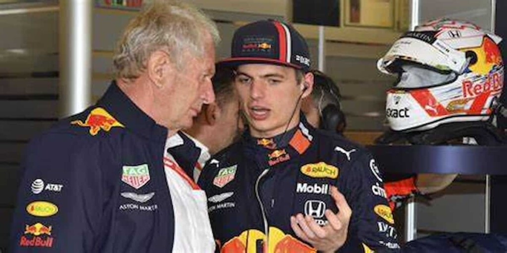 Red Bull's Helmut Marko and Max Verstappen