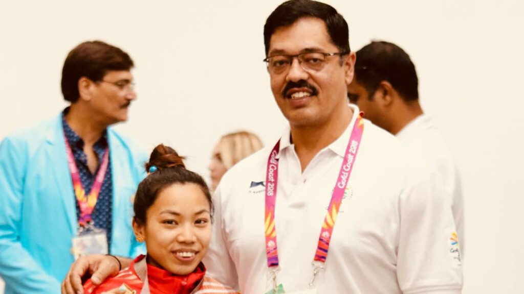 Mirabai Chanu with coach Vijay Sharma