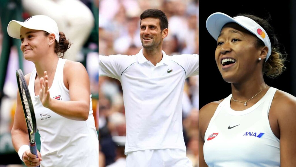 Ashleigh Barty, Novak Djokovic and Naomi Osaka