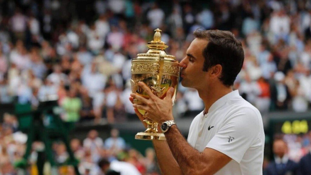 Roger Federer after winning the 2017 Wimbledon