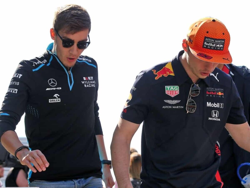 George Russell and Max Verstappen