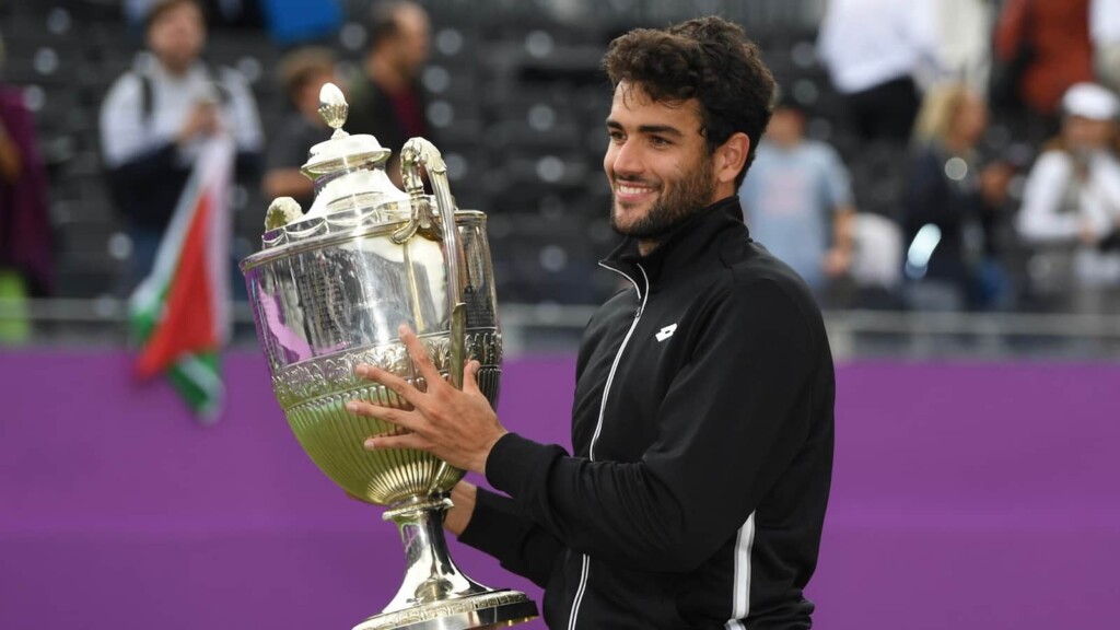 MMatteo Berrettini with his 2021 Queen's Club  Championships trophy