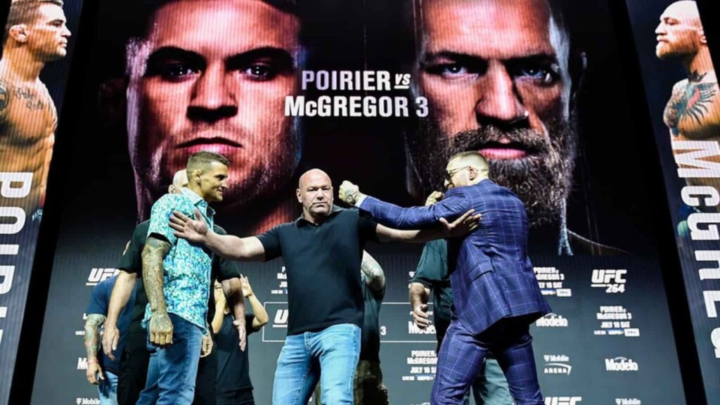 Conor McGregor and Dustin Poirier at UFC 264