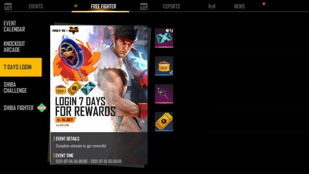 Free fire street fighter event