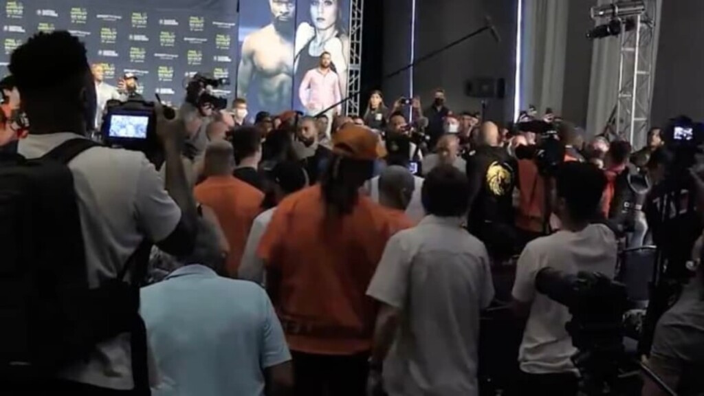 Paul and Woodley Press Conference Scuffle